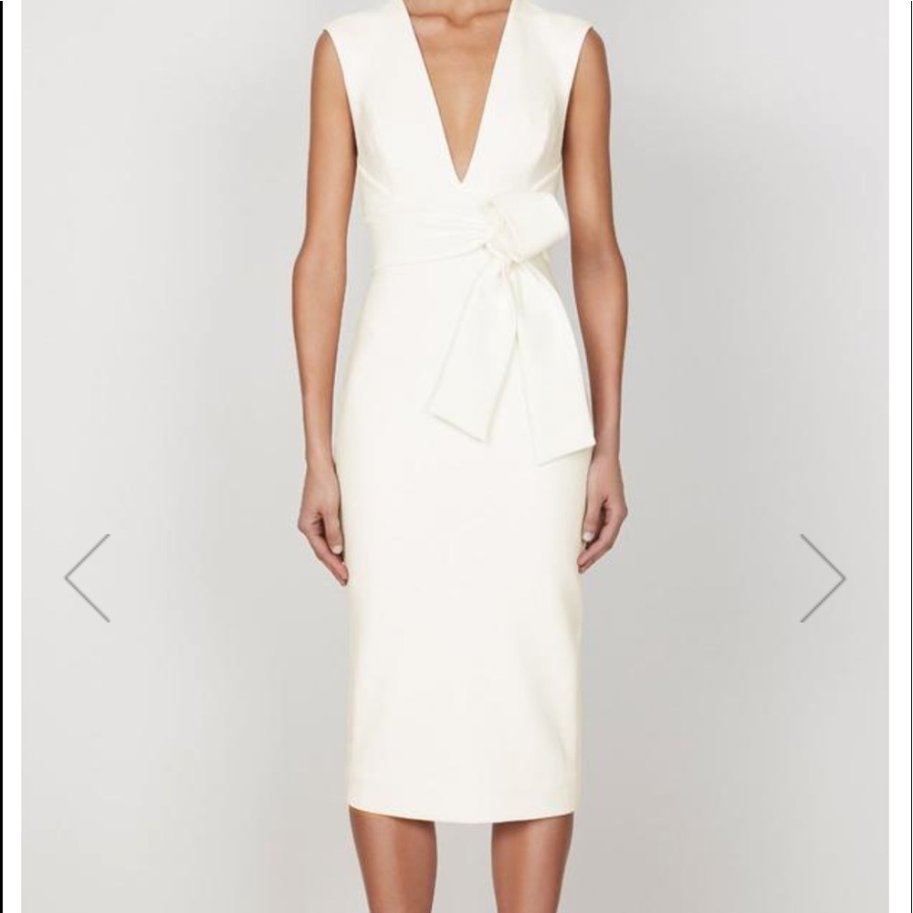 Shona Joy Lucy plunged midi dress ivory